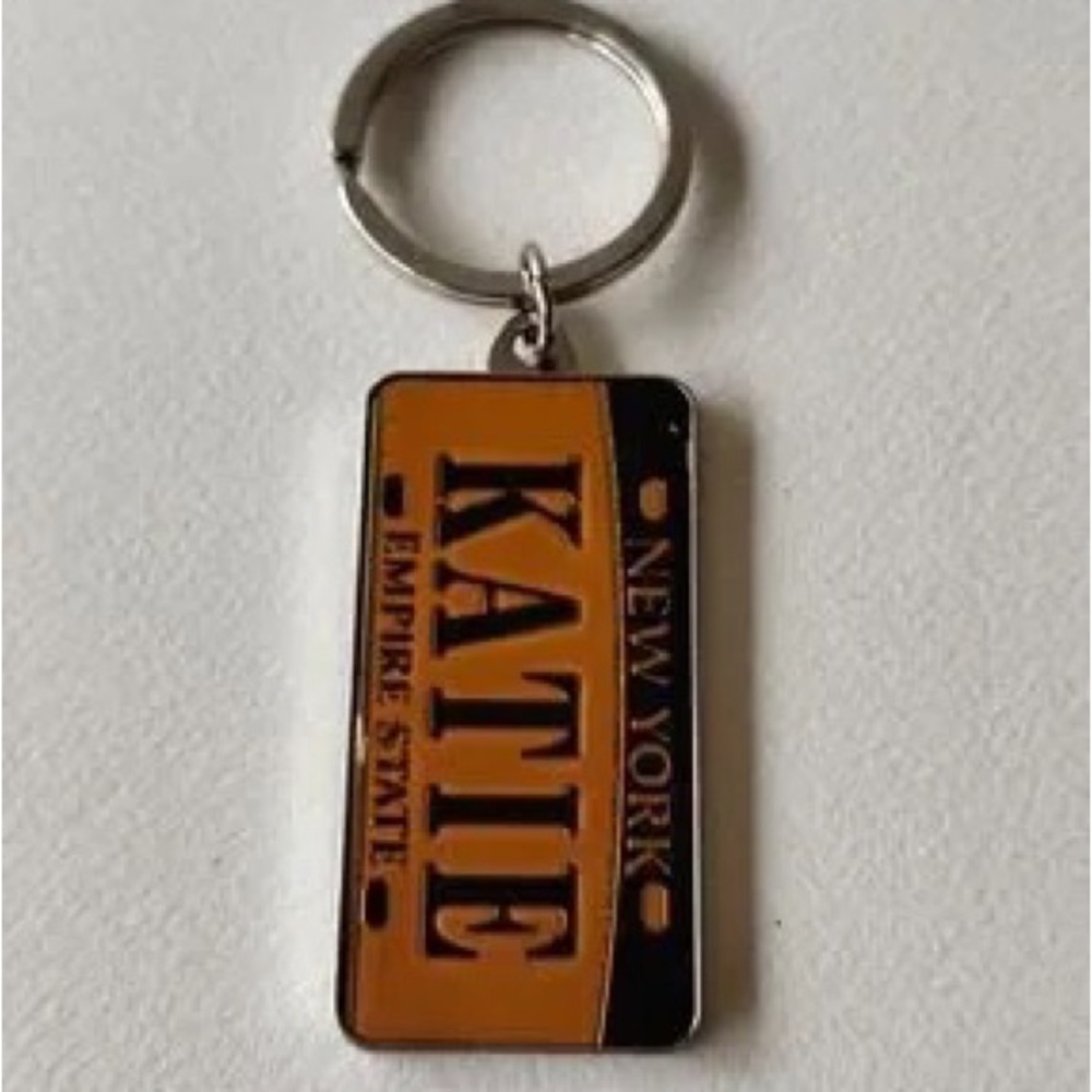 Personalized Orange & Black Keychain - Custom Name Keyring